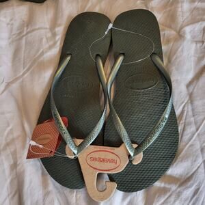 Havaianas Slim Flip Flop Sandals Olive Green Womens  size 11/12  EU 43/44